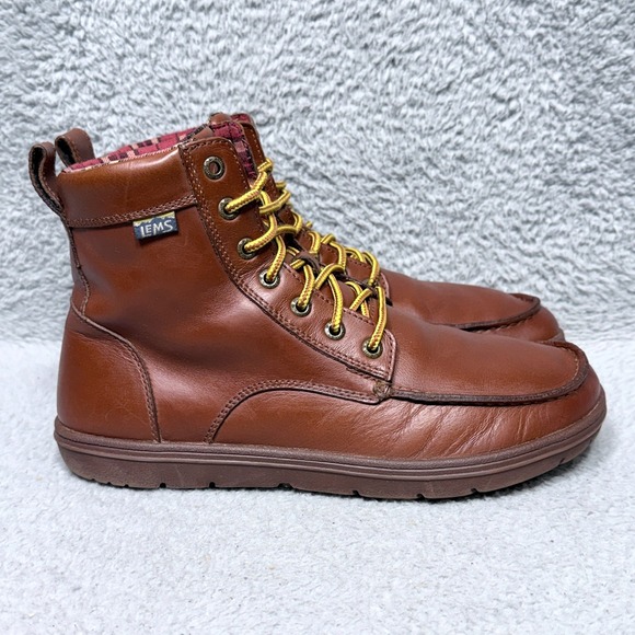 Lems Boulder Boot Leather Mens Size 9.5 Hiking Boots Russet Brown Zero Drop